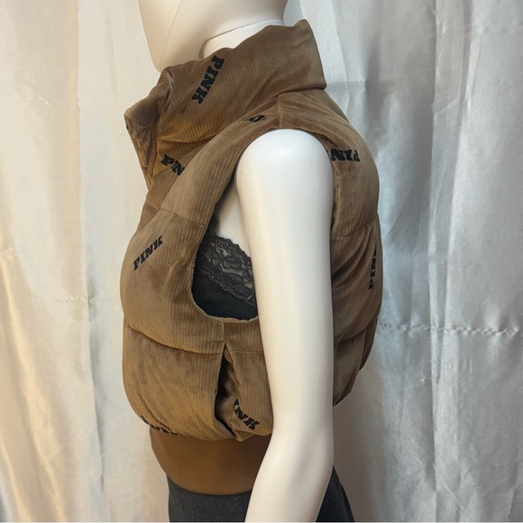 Victoria’s Secret Pink Super Soft Ribbed Velour Cropped Puffer Vest - Picture 4 of 9